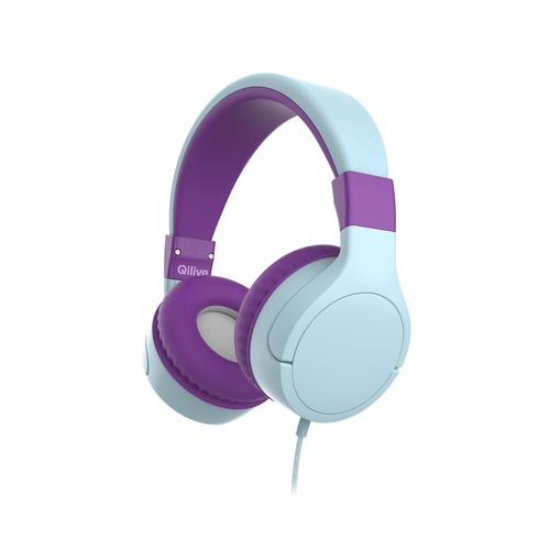 Auriculares tipo diadema para niños QILIVE Q.1094 lila/azul, con cable