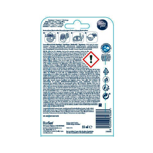 AMBIPUR Fresh & clean Colgador para WC con aroma a lavanda y romero y acción 5 en 1.