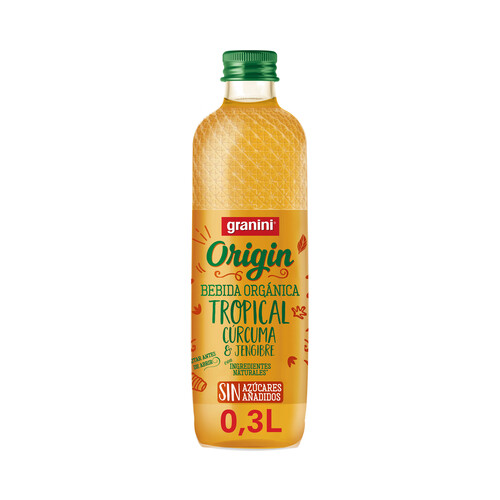 Bebida orgánica de cúrcuma y jengibre GRANINI Origin botella de 0.3 l. de vidrio