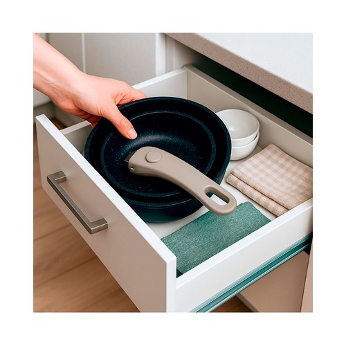 Set 2 sartenes aluminio forjado con mango desmontable 20/26cm clickchef. QUID