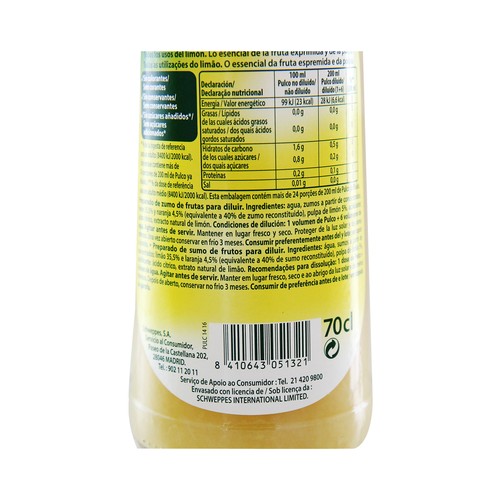 PULCO Bebida refrescante de limón botella de 70 centilitros