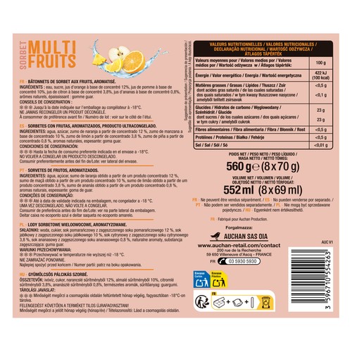 PRODUCTO ALCAMPO Polo de soberte multifrutas 8 x 69 ml