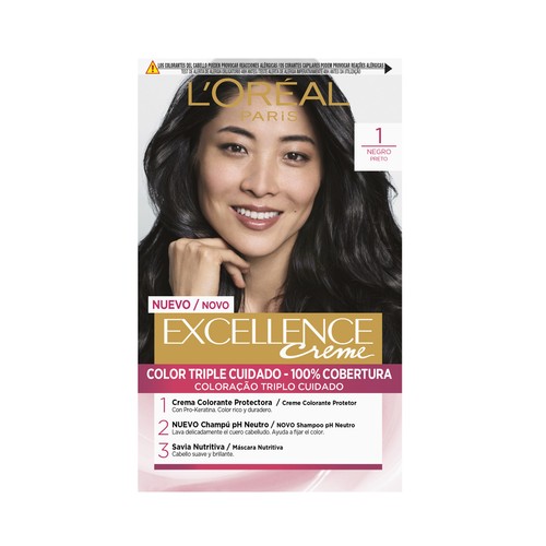 L´ORÉAL PARIS Excellence creme Tinte de pelo permanente tono 1 Negro.