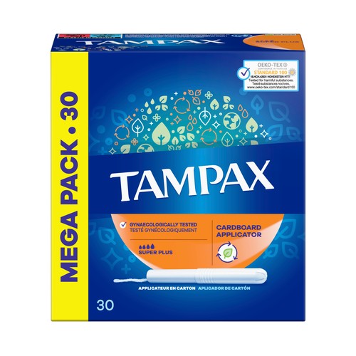 TAMPAX Tampones super plus con aplicador de cartón TAMPAX 30 uds.