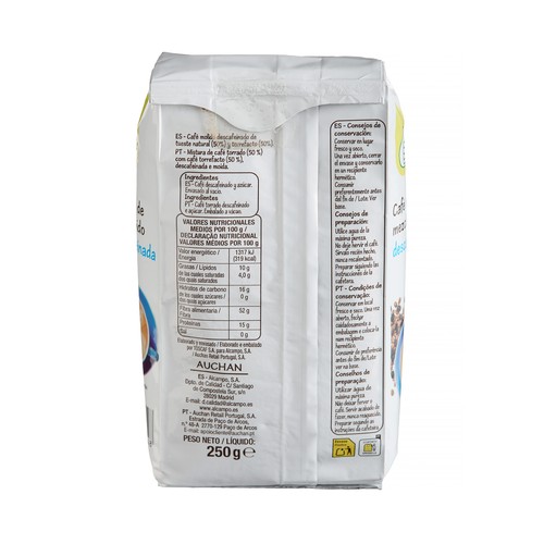 PRODUCTO ECONÓMICO ALCAMPO Café molido descafeinado mezcla 250 g.