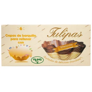 RUME Tulipas de barquillo bañadas en chocolate 100 g pack de 6 uds