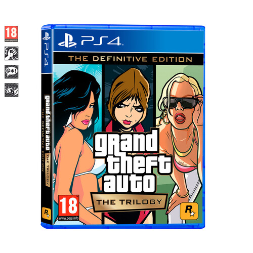 Trilogía GTA para Playstation 4. Género: acción, mundo abierto. PEGI:+18.