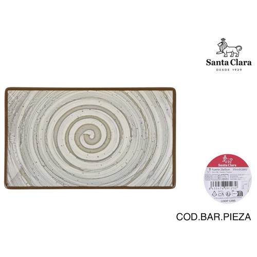 Fuente rectangular 25x15cm melamina, modelo Loop gris ELITE