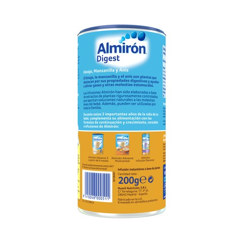 ALMIRÓN Infusión en polvo instantánea a base de hinojo, manzanila y anís verde, a partir de 6 meses ALMIRÓN Digest 200 g.