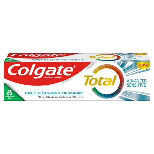 COLGATE Pasta de dientes con flúor, textura gel y 24 horas de protección COLGATE Total advanced sensitive 75 ml.