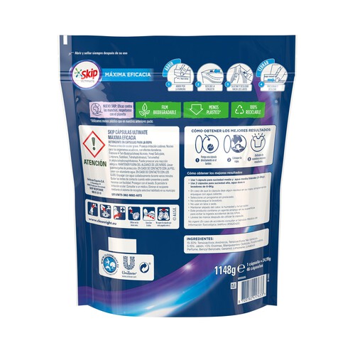 SKIP Detergente en cápsulas Máxima Eficacia SKIP ULTIMATE 46 uds.