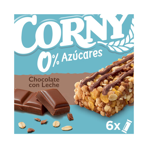 CORNY Barritas de cereales con chocolate con leche, sin azúcares añadidos 6 x 20 g.