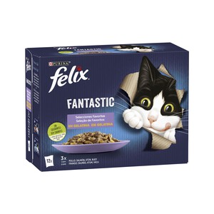 FELIX Comida para gatos húmeda tiernos trocitos en gelatina FELIX FANTASTIC 12 uds. x 85 g.