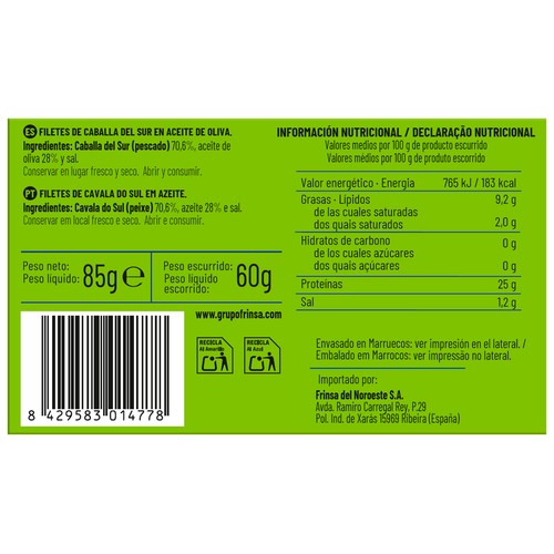 RIBEIRA Filete de caballa en aceite de oliva 60gr
