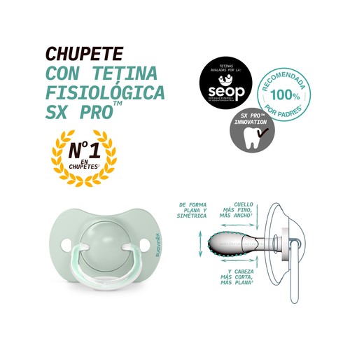 SUAVINEX Chupete fisiológico con tetina anatómica SX Pro (más plana y flexible), a partir de 18 meses 2 uds.
