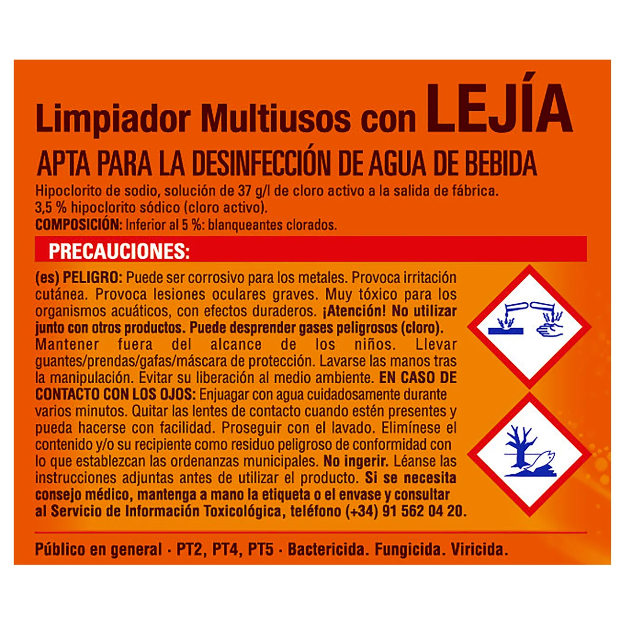 Lejía multiusos 2 L.