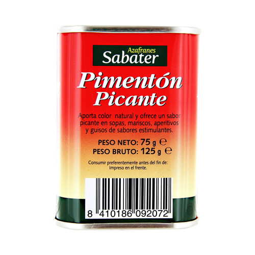 SABATER Pimentón picante SABATER lata de 75 g.
