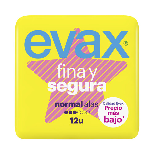 EVAX Compresa normal con alas EVAX Fina y segura 12 uds.
