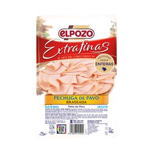 Extrafinas Pechuga de pavo braseada cortada en finas lonchas 115 g.