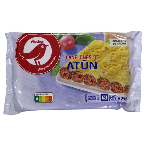 AUCHAN Canelones ultracongelados, rellenos de atún 525 g. Producto Alcampo