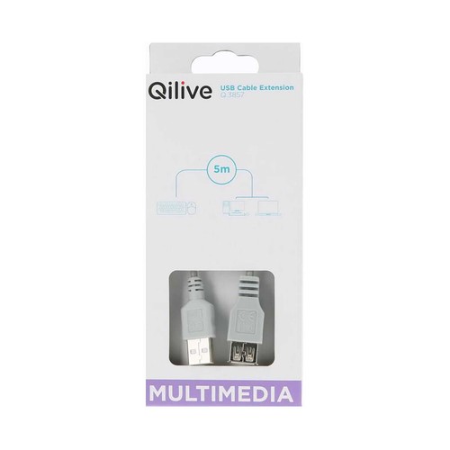 Cable Usb QILIVE, longitud 5m.
