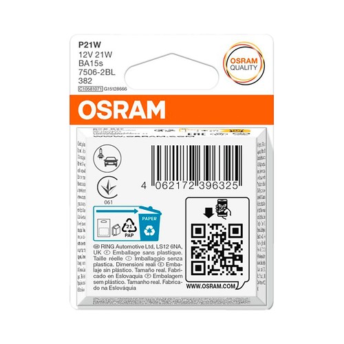 2 lamp p21w 12v  original. OSRAM