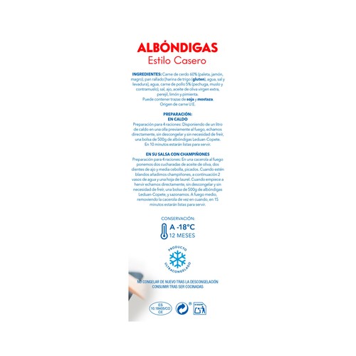 LEDUAN Albóndigas de cerdo estilo casero 500 g.