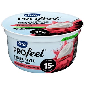 VALIO Profeel Yogur proteico estilo griego con fresa y frambuesa 160 g.