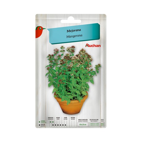 Sobre de semillas para plantar mejorana de la variedad Vulgaris PRODUCTO ALCAMPO.