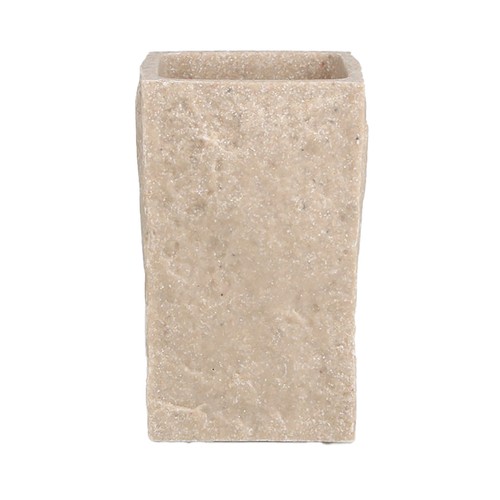 Vaso de poliresina con efecto piedra, color beige ACTUEL.