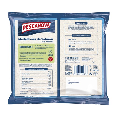 PESCANOVA Medallones de salmón ultracongelados 500 g.