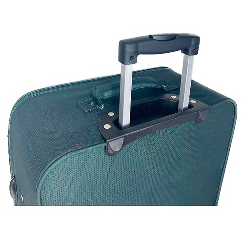 Maleta mediana tipo trolley flexible de 65 cm, 4 ruedas, color verde, ALCAMPO.