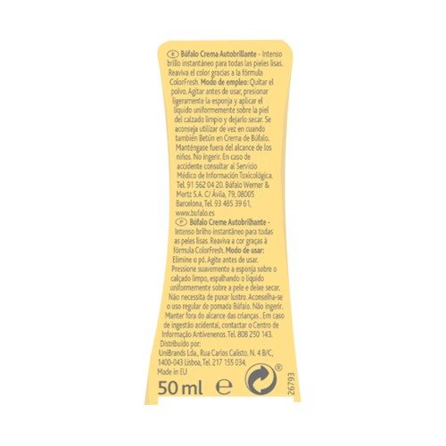 BÚFALO Crema calzado autobrillante incolora 50 ml