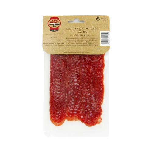 CAN DURAN Salchichón payes de categoria extra, cortado en finas lonchas CAN DURAN 90 g.