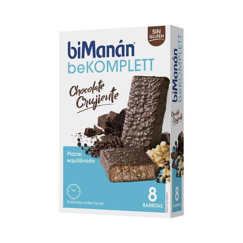 BIMANÁN Be komplett Barritas ideales para picar entre horas con sabor a chocolate crujiente 8 uds.