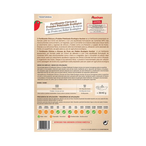Abono para cítricos y frutales peletizado de 3-5mm de diámetro, PRODUCTO ALCAMPO.