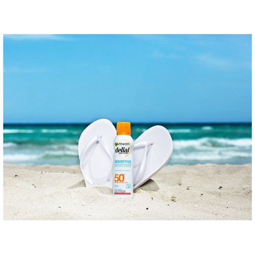 DELIAL Leche solar protectora en spray, con textura bruma seca y factor de protección 50+ (muy alto) DELIAL Sensitive advanced 200 ml.