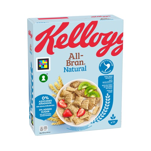 KELLOGG"S All bran natural  Cereales fibra integral, sin azúcares añadidos, 450 g.