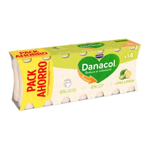 DANACOL Yogurt líquido sabor lima - limón, que ayuda a controlar el colesterol 14 x 96 ml.