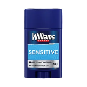 WILLIAMS Expert sensitive Desodorante en stick (barra) para hombre, sin alcohol y con aloe vera 75 ml.