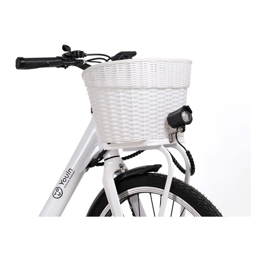 Bicicleta eléctrica YOUIN You-Ride Paris, color blanco, 250W, 6 velocidades, ruedas 26”, autonomía 35km.