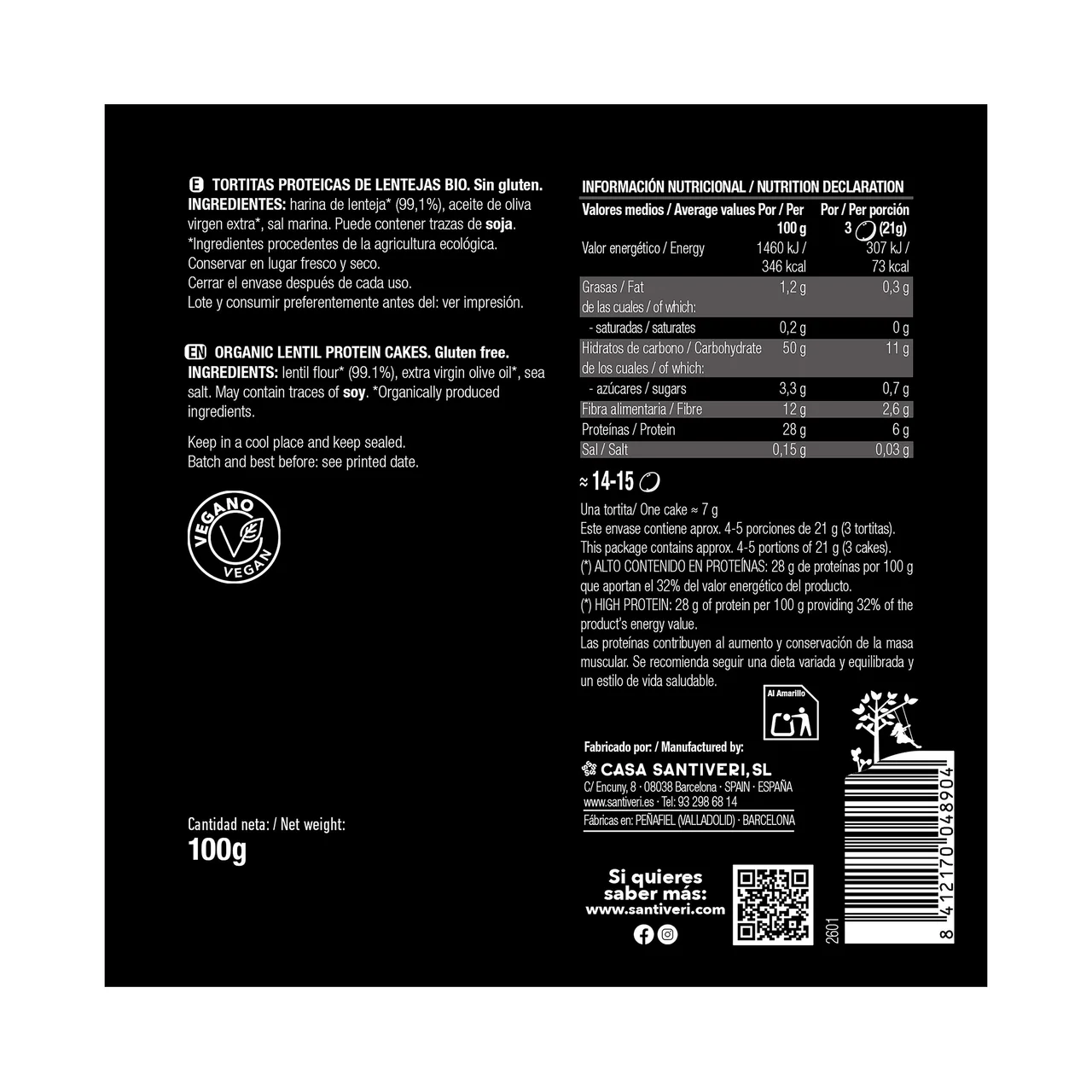 Tortitas protein sin gluten bio 100 g.