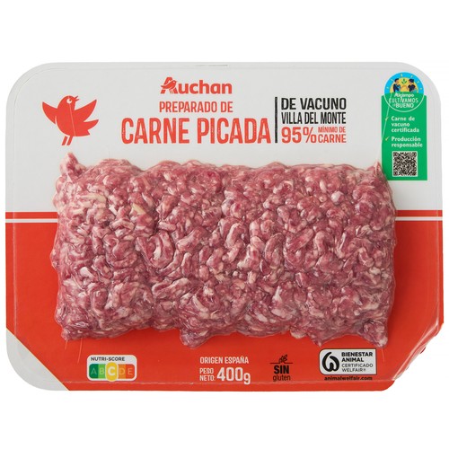 ALCAMPO CULTIVAMOS LO BUENO Preparado de carne picada de vacuno Villa del Monte  400 g.