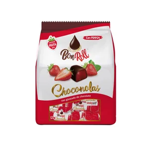 BON ROLL Caramelos de goma glaseados sabor fresa con glaseado chocolate 150 g.