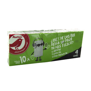 PRODUCTO ALCAMPO Pañuelos de celulosa frescor menta PRODUCTO ALCAMPO 10 paquetes de 10 uds.