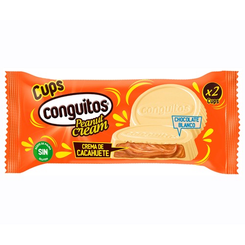 CONGUITOS Cups de crema de cacahuete con chocolate blanco 2 uds x 34 g.
