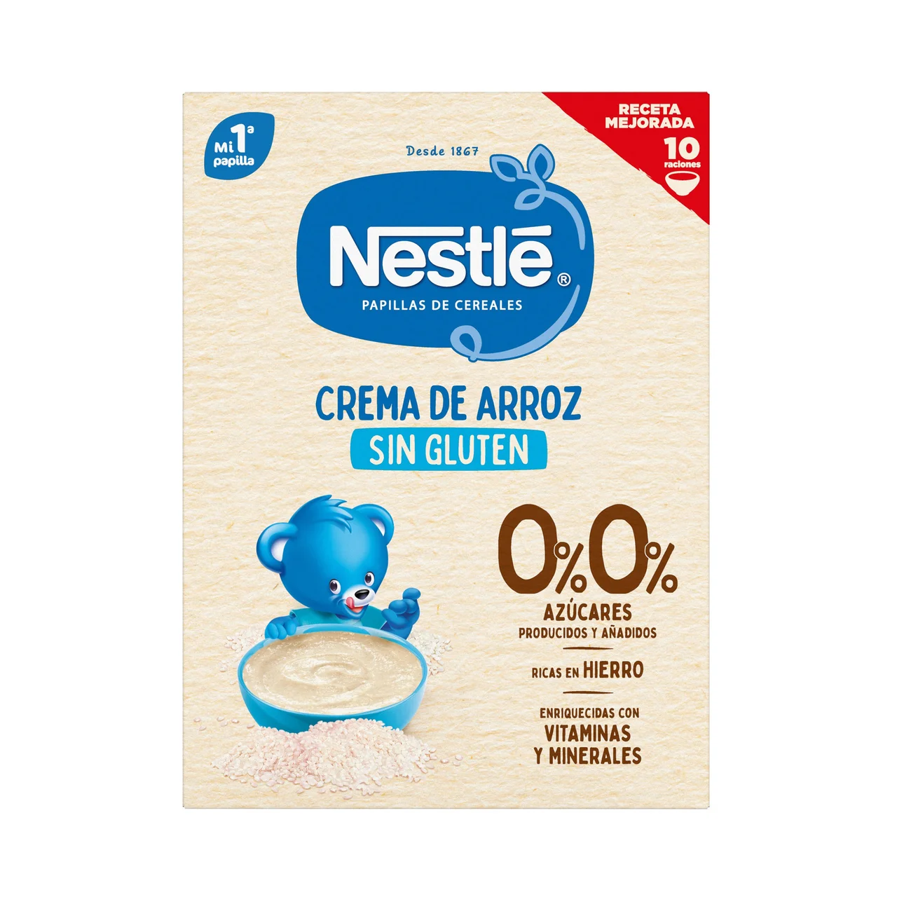 Crema de arroz sin gluten, ni azúcares añadidos 180 g.