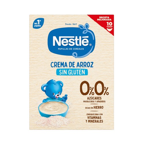 NESTLÉ Crema de arroz sin gluten, ni azúcares añadidos 180 g.