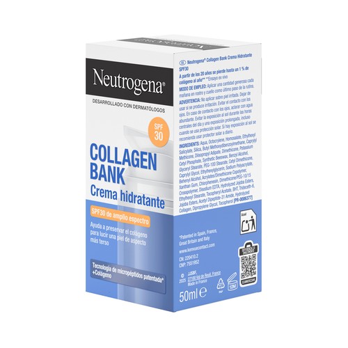 NEUTROGENA Collagen bank Crema hidratante facial de día con FPS 30 50 ml.