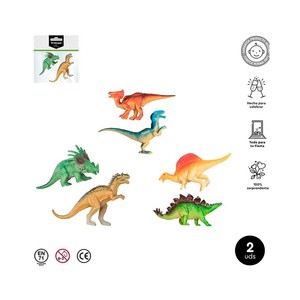 Imagen de 2 juguetes de figuras de dinosaurio surtidos para piñata, OH YEAH!